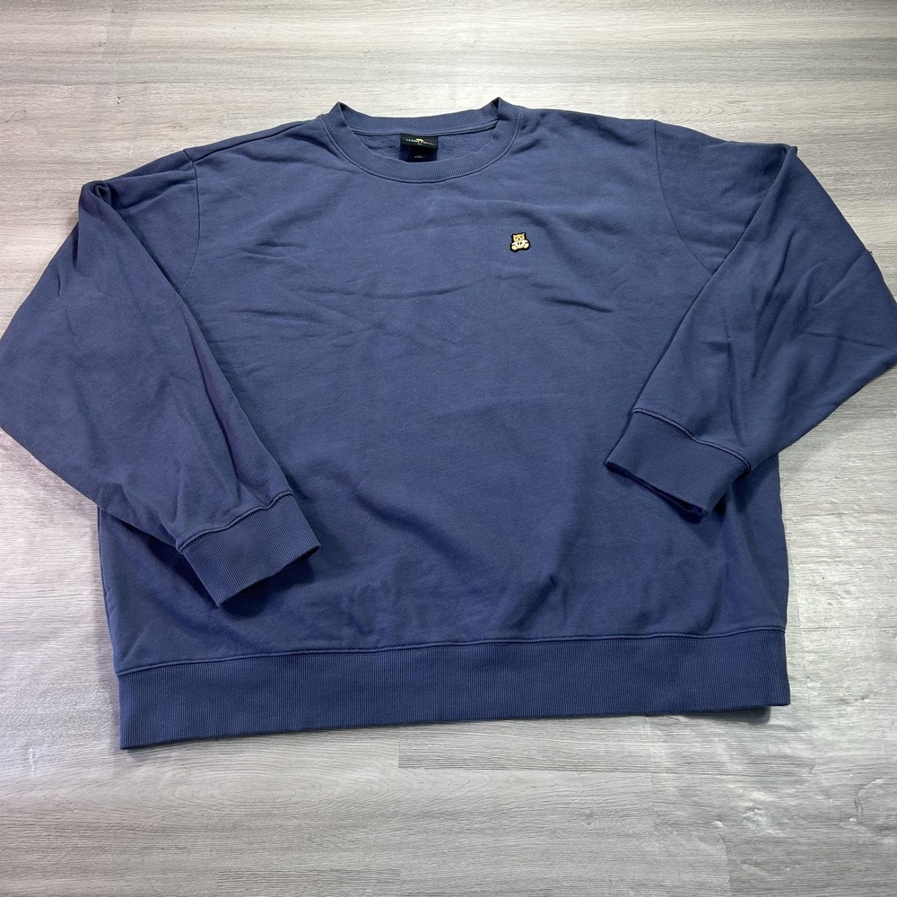 Teddy Fresh Sweatshirt Mens 3XL Blue Fleece Crewneck Pullover Bear Patch Logo